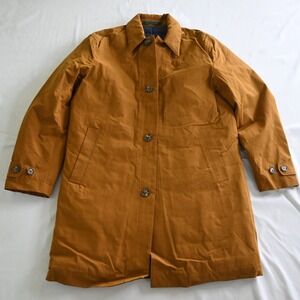 NEW Bonobos Small Brown Puffer Lined Insulated‎ Waxed Overcoat Trench Mens Coat